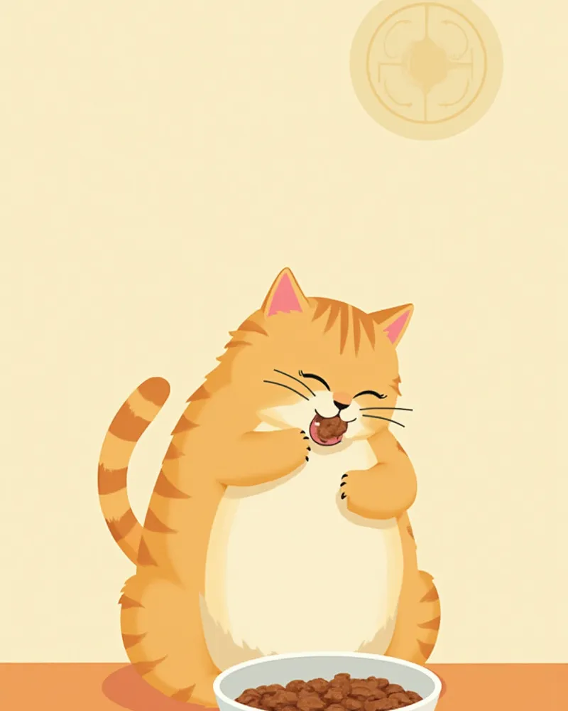 임신한 고양이가 깨끗한 그릇에 담긴 사료를 먹고 있는 모습