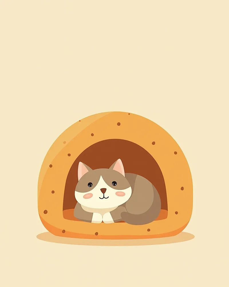 안전한 피신처에서 쉬고 있는 고양이 — 스트레스 해소 공간