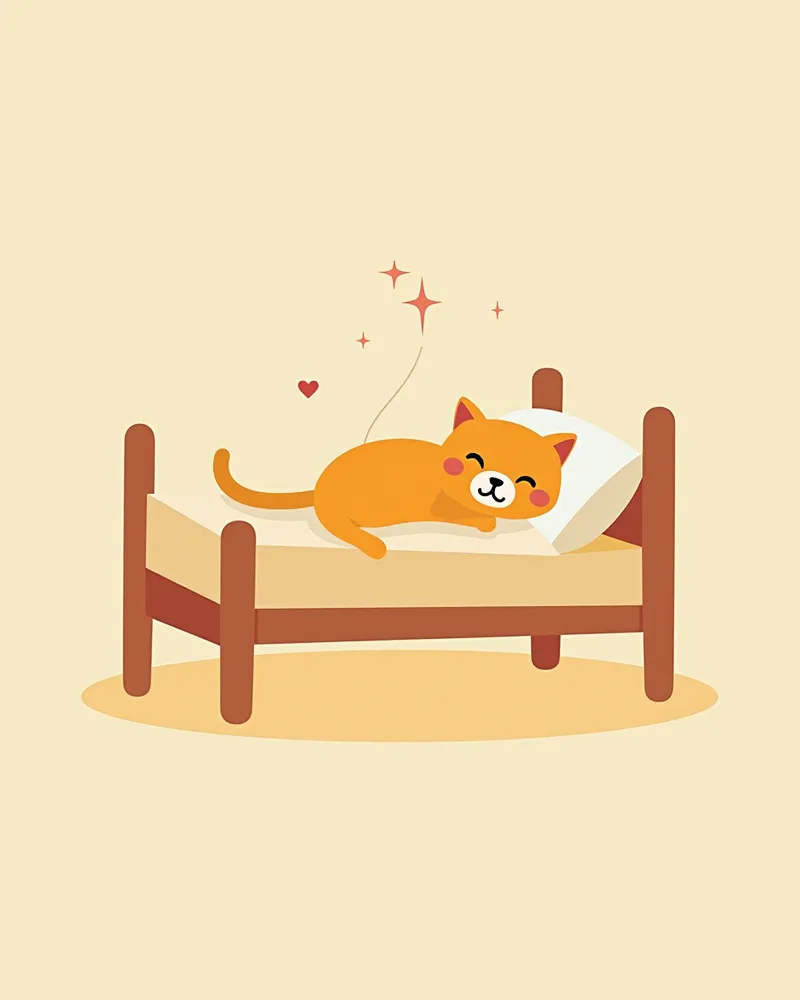 카테터 치료 후 회복 중인 고양이의 모습