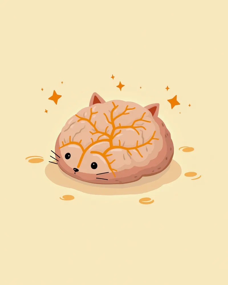 고양이 뇌와 시신경 구조도