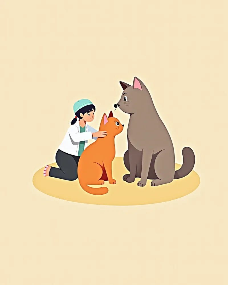 수의사가 고양이 눈을 검사하는 모습