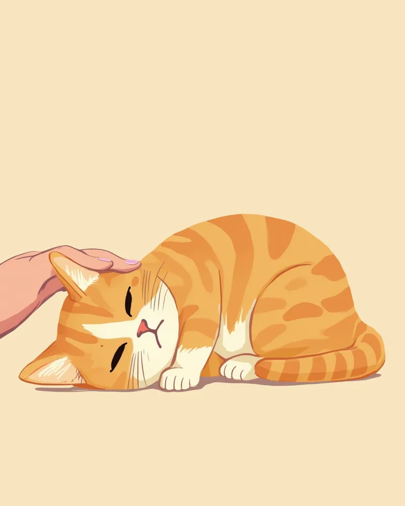 손길에 편안해하며 그르렁거리는 고양이