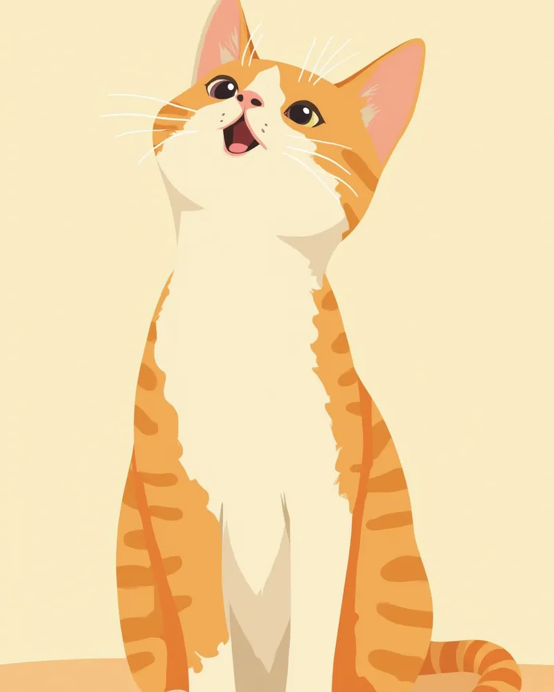 귀를 쫑긋 세우고 보호자를 올려다보는 고양이