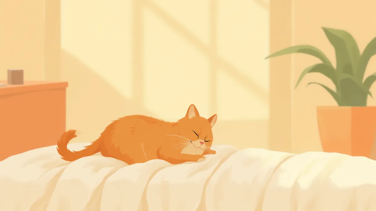 눈을 반쯤 감고 편안하게 그르렁거리는 고양이