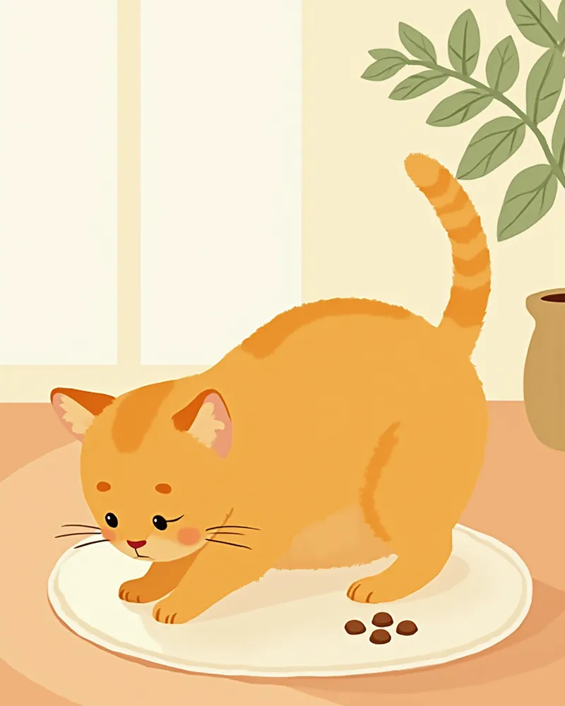 노즈워크 매트를 사용하는 노령 고양이