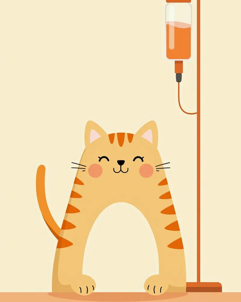 병원에서 정맥 주사를 받는 고양이