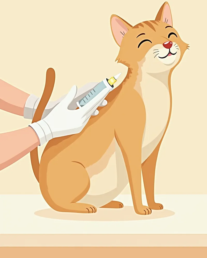 수의사가 고양이 피부 병변에 국소 연고를 바르는 장면
