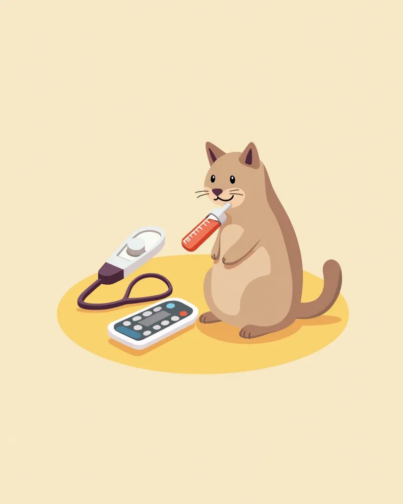 치료 후 고양이 갑상선 검사 중