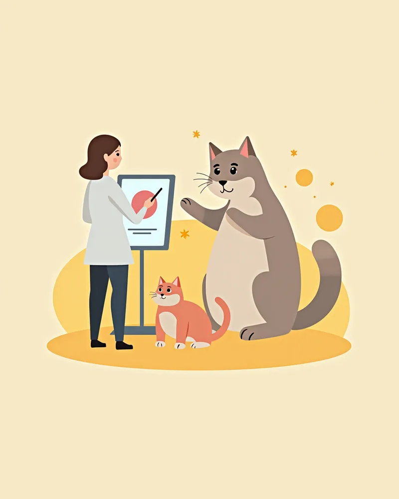 치료 후 고양이 정기 검사 중
