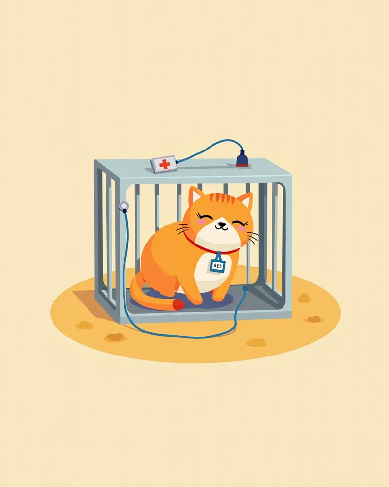치료 후 회복 중인 고양이의 모습