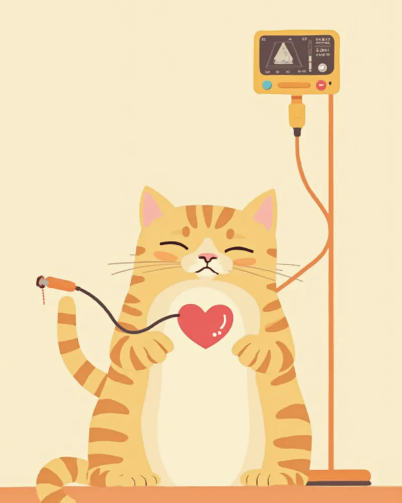 동물병원에서 심초음파 검사를 받는 고양이