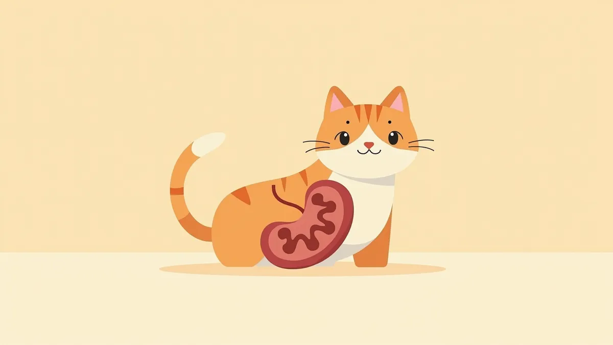고양이 신장에 여러 개의 낭종이 있는 해부학적 일러스트