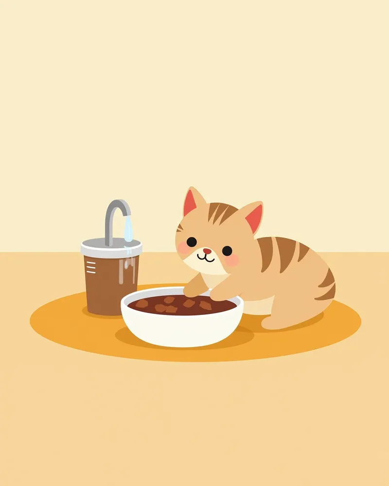고양이 신장 질환 전용 사료와 수분 공급 장치
