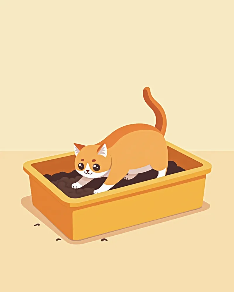 고양이의 소변량이 늘어난 것을 보여주는 화장실 사진