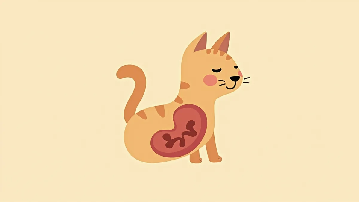 고양이 신장 내부에 생긴 종양의 구조를 보여주는 해부학적 그림
