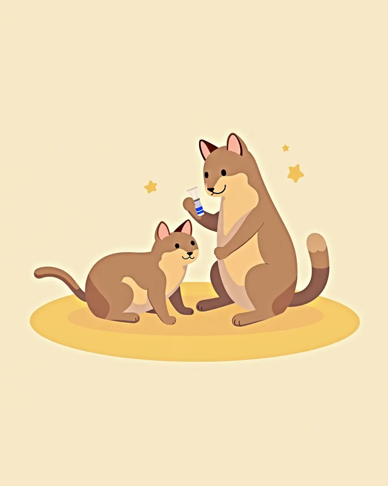 수의사가 고양이 다리에 호르몬 주사를 맞추는 모습