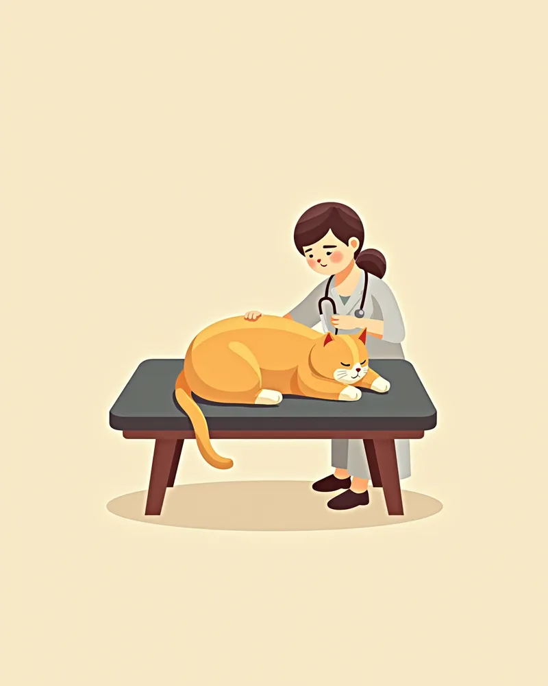 수의사가 고양이의 호흡을 점검하는 진료 장면