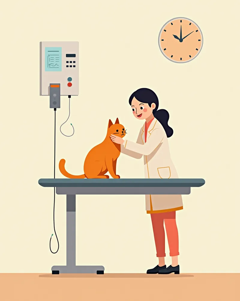 동물병원에서 수액 치료를 받는 고양이