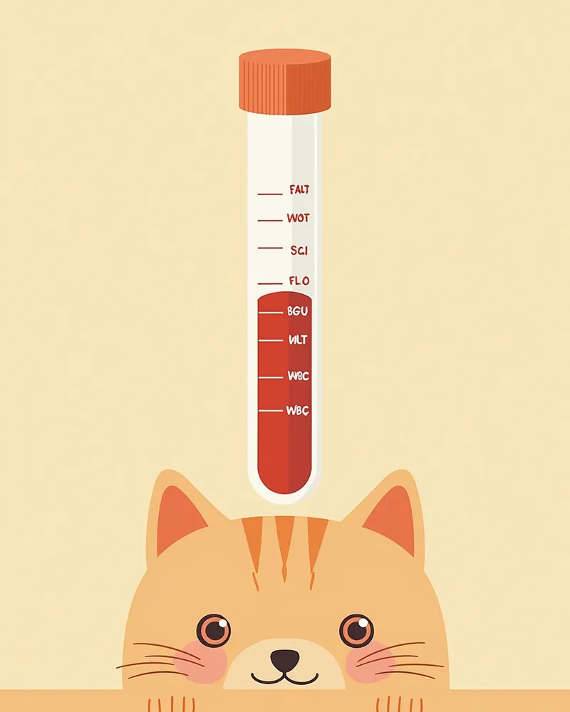 고양이 혈액 샘플에 표시된 주요 검사 항목들