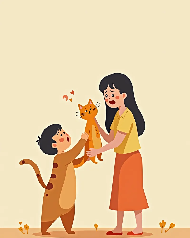 아픈 고양이를 동물병원에 급히 데려가는 보호자