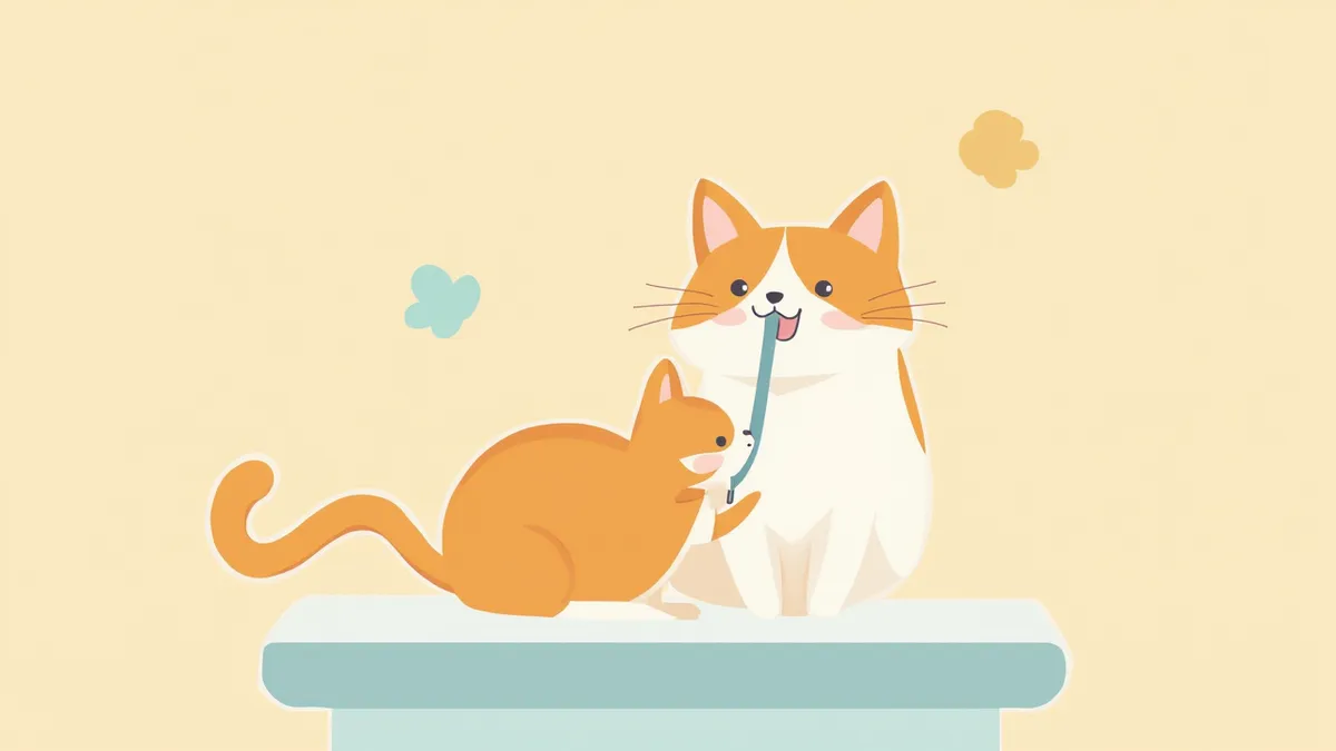 동물병원에서 구강 검진을 받는 고양이 일러스트