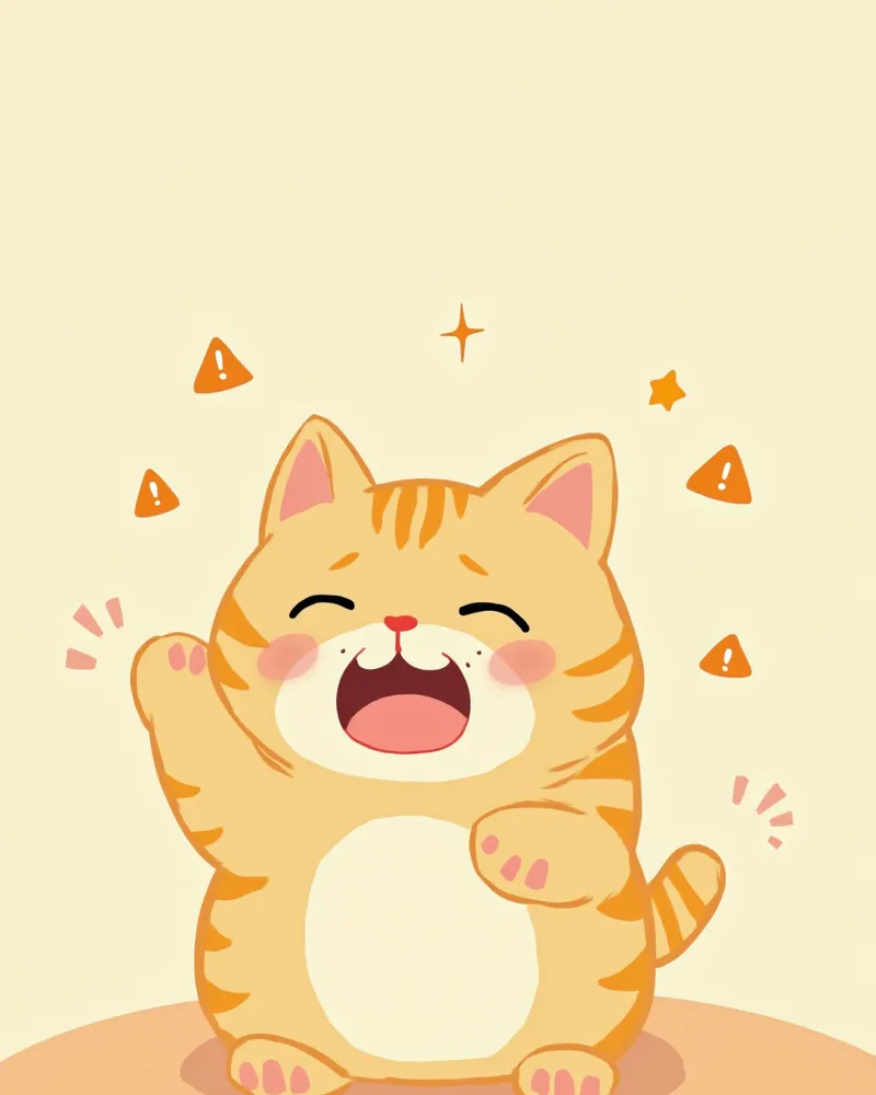 입 주변을 신경 쓰는 고양이 일러스트