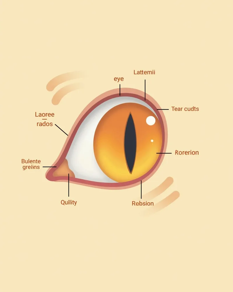 고양이 눈의 눈물 분비 구조를 보여주는 해부도