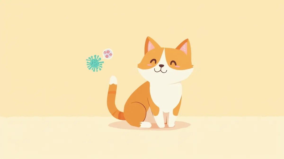 건강해 보이지만 바르토넬라균을 가질 수 있는 고양이 일러스트