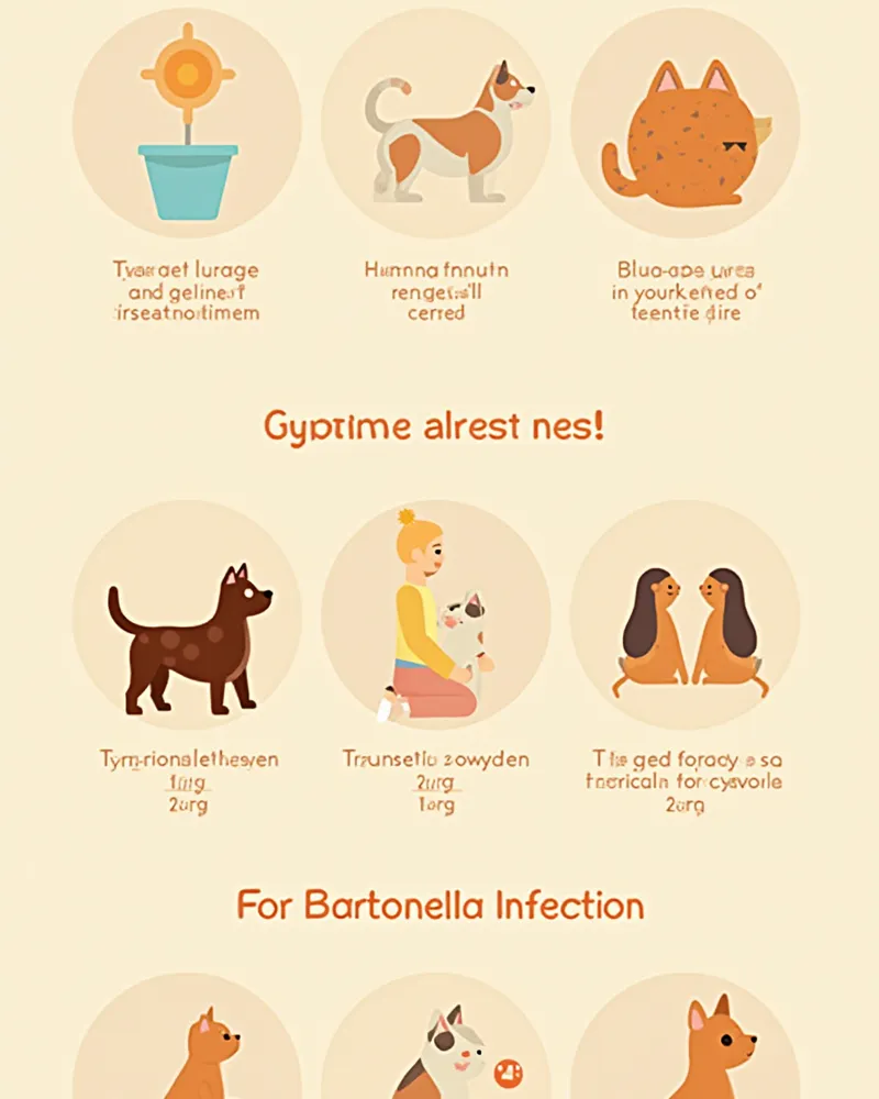 고양이 강아지 사람의 바르토넬라 증상 비교 일러스트