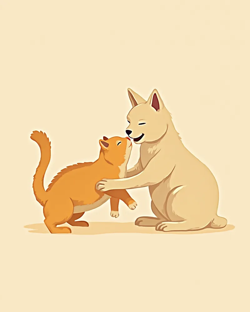 수의사가 고양이의 림프절을 검사하는 모습