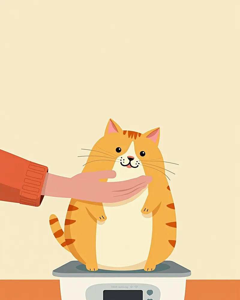 집에서 노령 고양이 체중을 재는 보호자