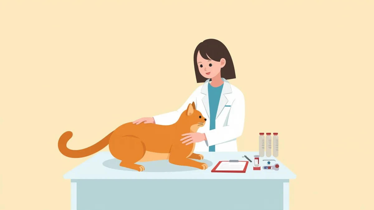 노령묘 건강검진 중 수의사가 진찰하는 장면