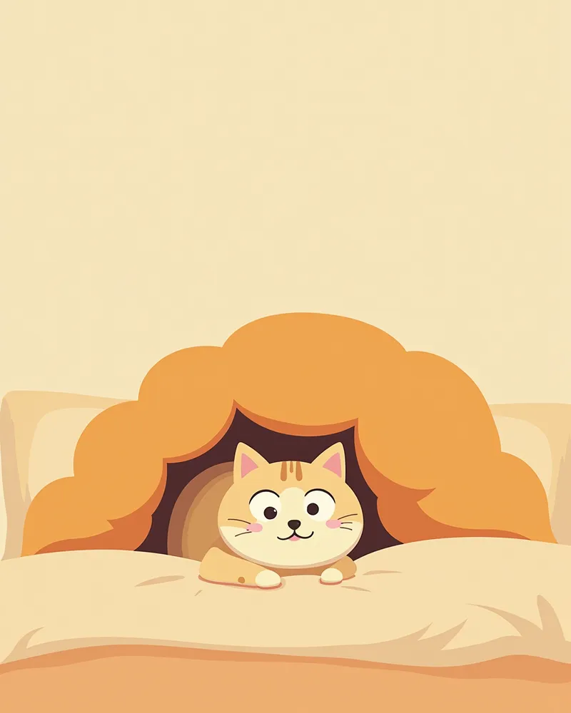 불안감으로 침대 아래 숨어있는 고양이