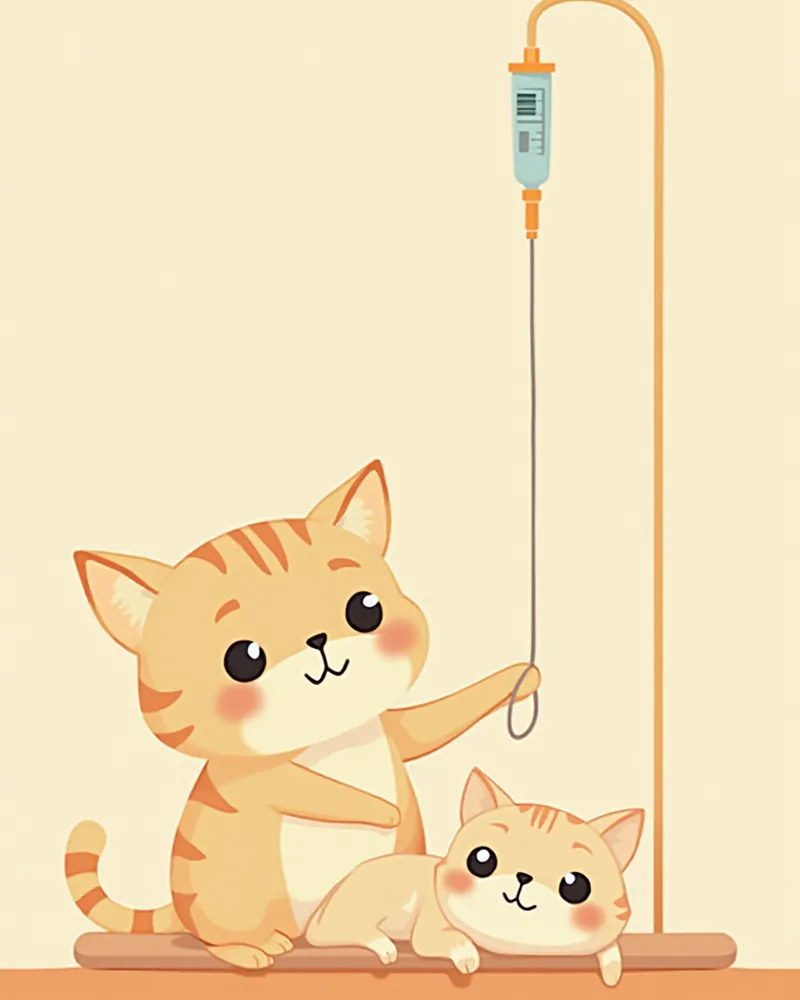 동물병원에서 수액 치료 받는 고양이 — SFTS 보존적 치료
