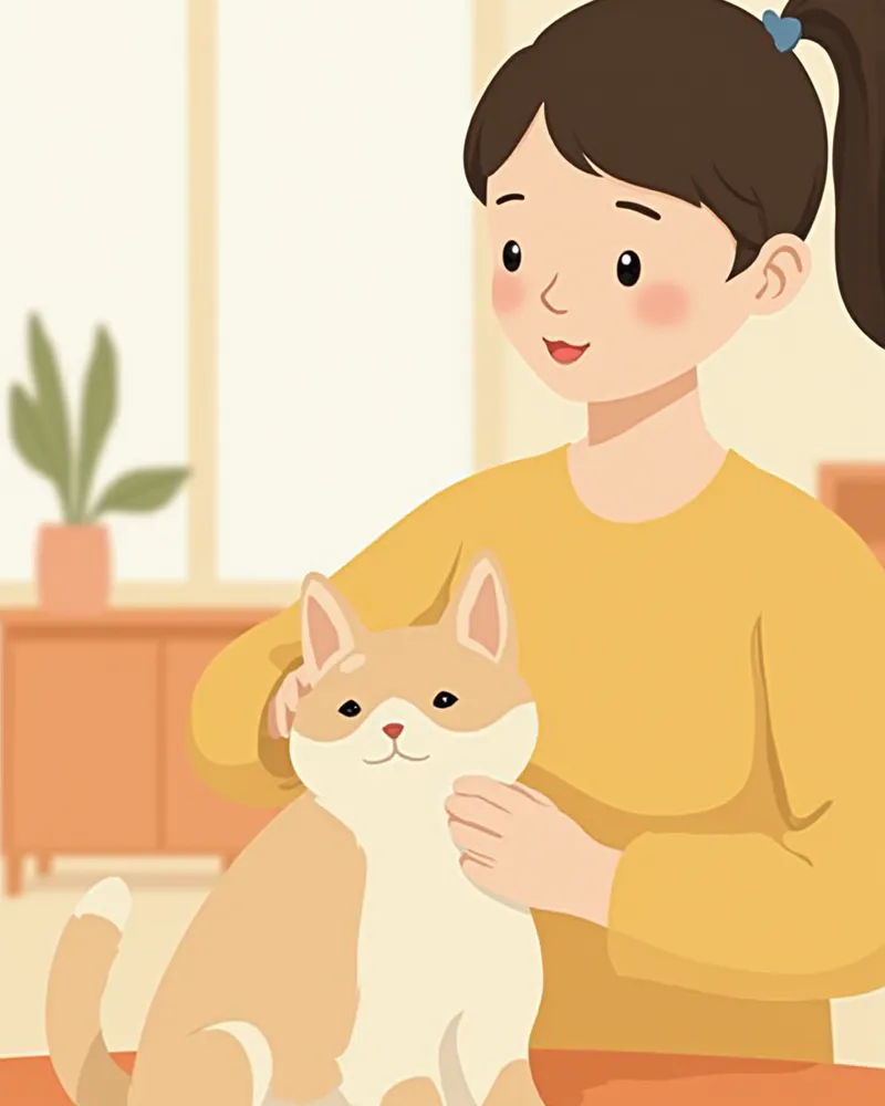 고양이 목덜미에 진드기 예방약을 바르는 보호자