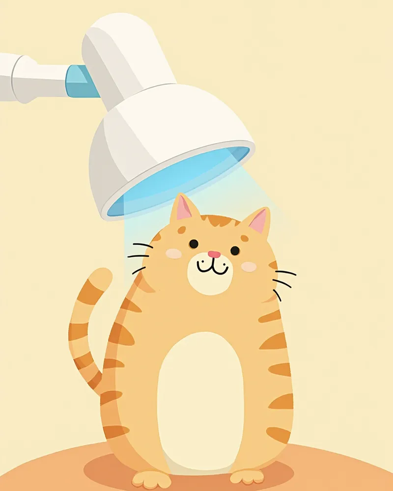 우드등 검사를 받고 있는 고양이 일러스트