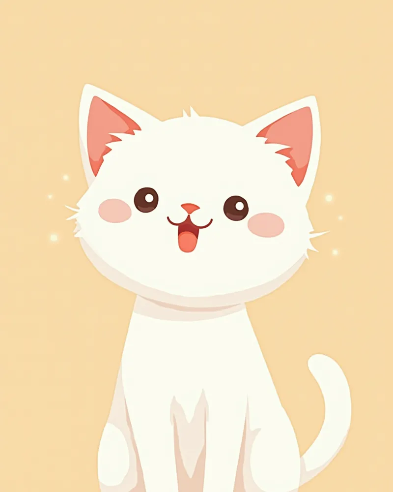 흰 고양이 코끝과 귀 끝 클로즈업 일러스트