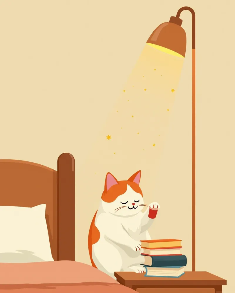 밤에 물건을 건드리는 장난기 있는 고양이