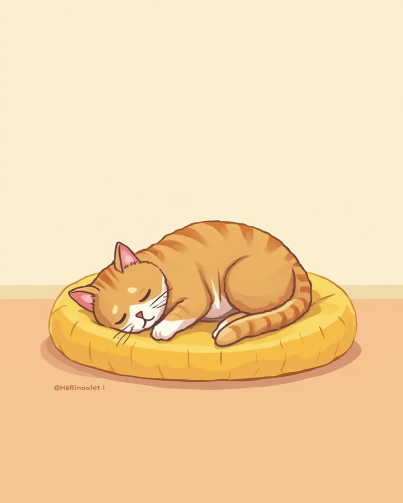 캣베드 위에서 조용히 쉬고 있는 노묘