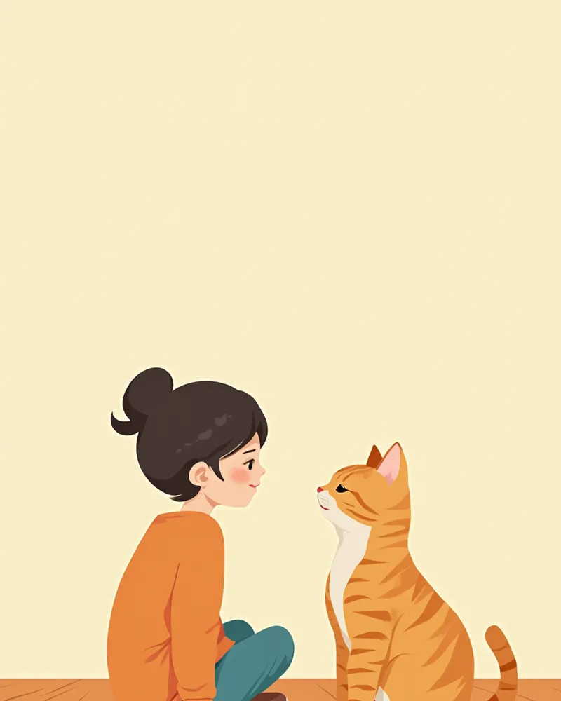 서로 천천히 눈을 감으며 교감하는 보호자와 고양이