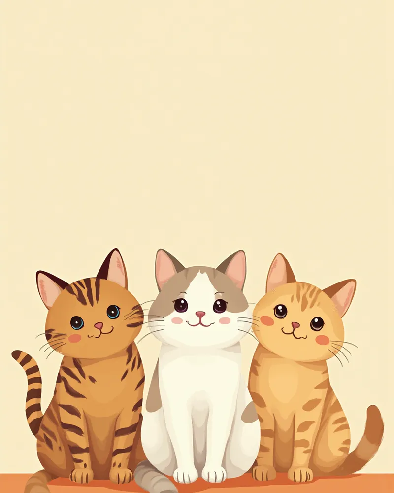 거실에 함께 앉아 있는 페르시안·랙돌·뱅갈 고양이