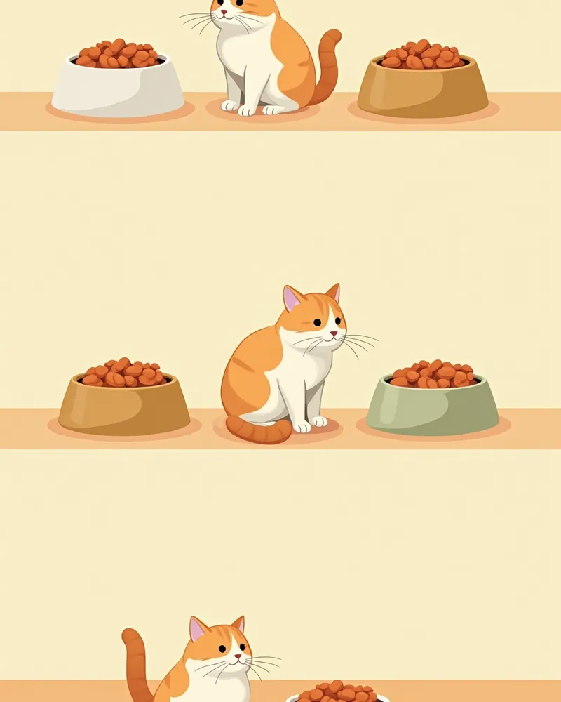 집안 여러 곳에 작은 사료 그릇이 놓인 모습