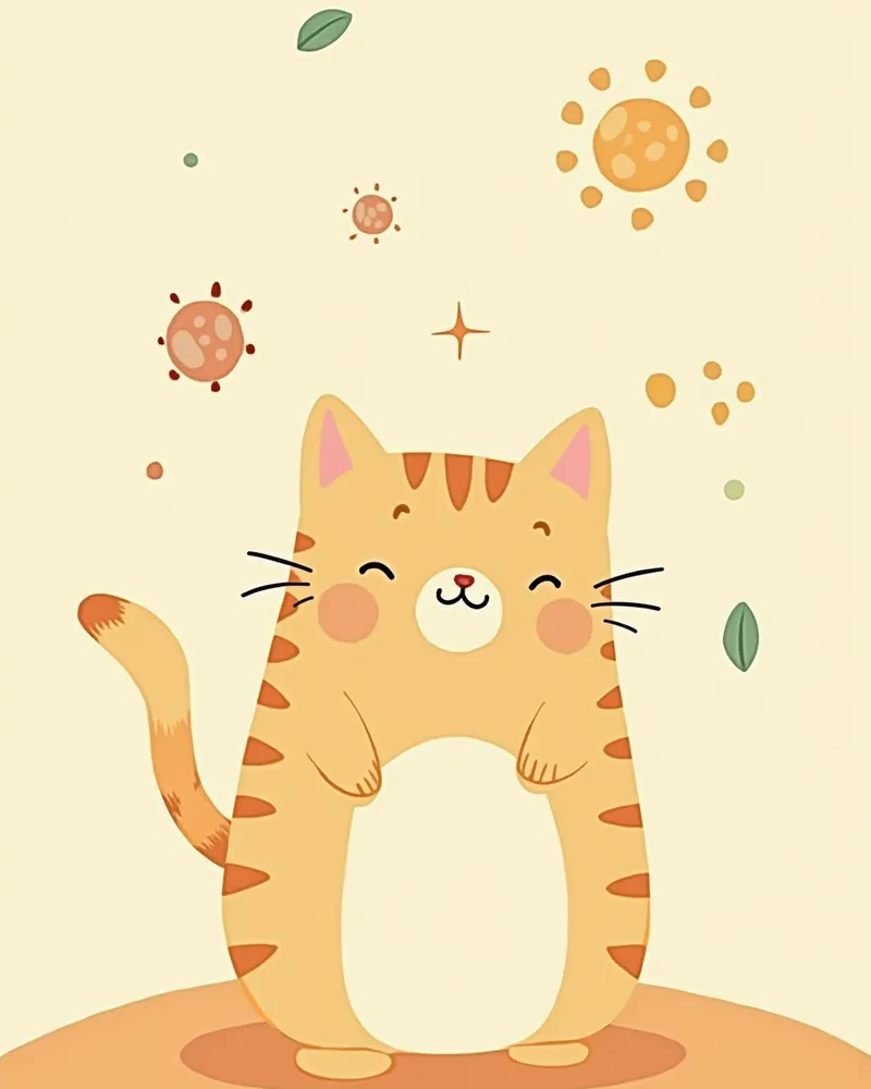 다양한 환경 자극 요인과 고양이 일러스트