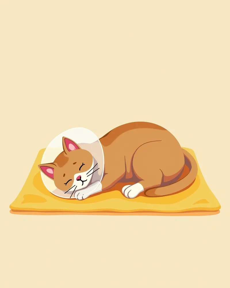 중성화 수술 후 회복 중인 고양이