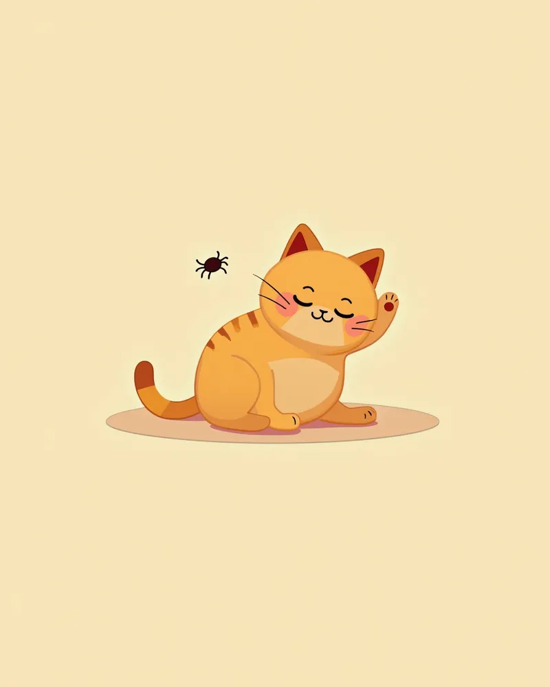 고양이가 귀를 긁고 있는 모습, 벼룩이 보임