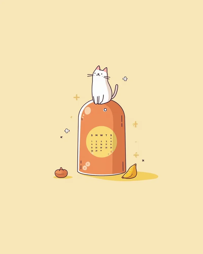 달력에 월별로 표시된 고양이 등점적 약 사용 일정