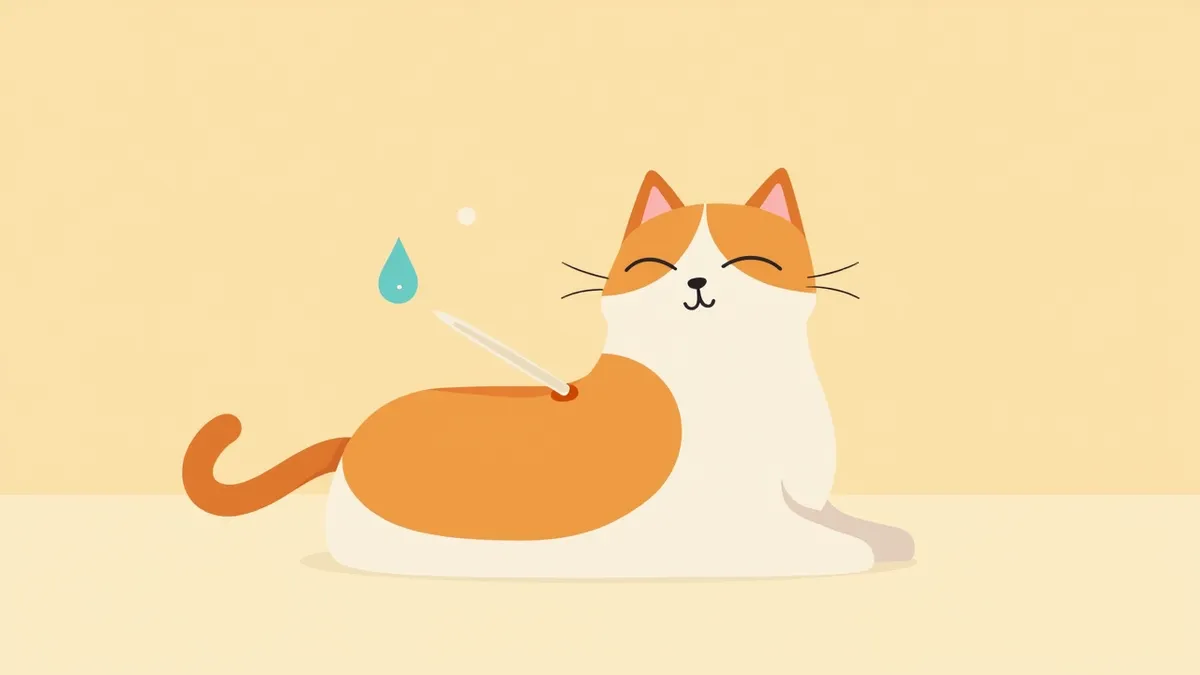 고양이 등에 스팟온 약이 바르는 장면