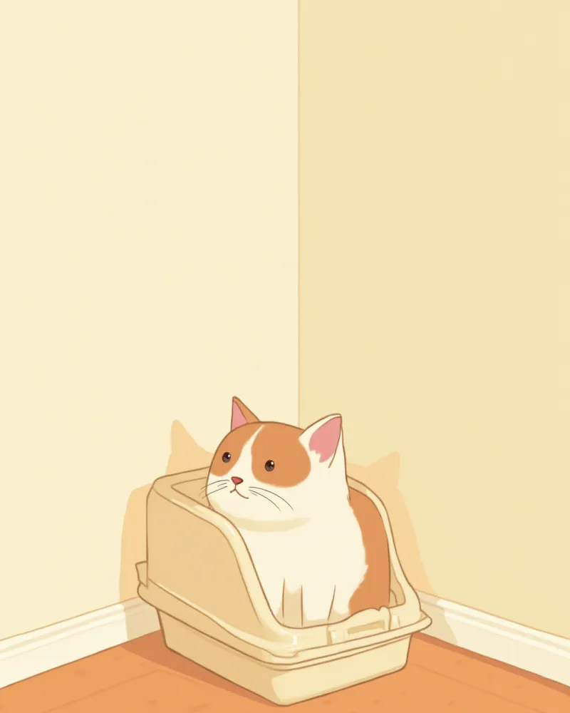 깔끔한 방 한쪽에 놓인 고양이 화장실