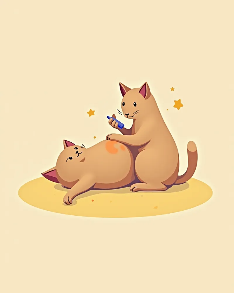 수의사가 고양이 피부 생검을 하는 모습