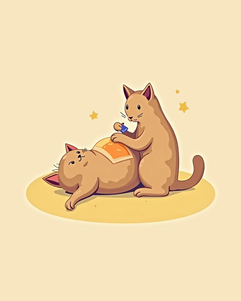 수의사가 고양이 피부 생검을 하는 장면
